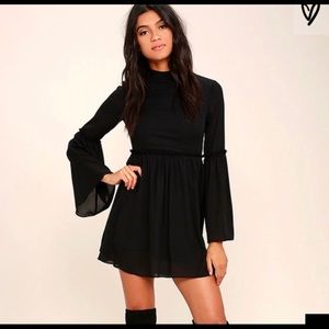 Black long sleeve babydoll dress